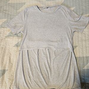 Ripe Light Gray Short Sleeve Layered Nursing Tee